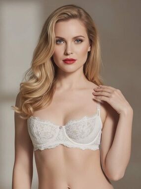 Victoria's Secret Dream Angels Wicked Unlined White Lace Balconette Bra Size 36B